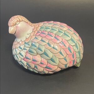 Vintage TOYO JAPAN Hand Painted Pastel Colored Ceramic Quail Figurine Home Decor